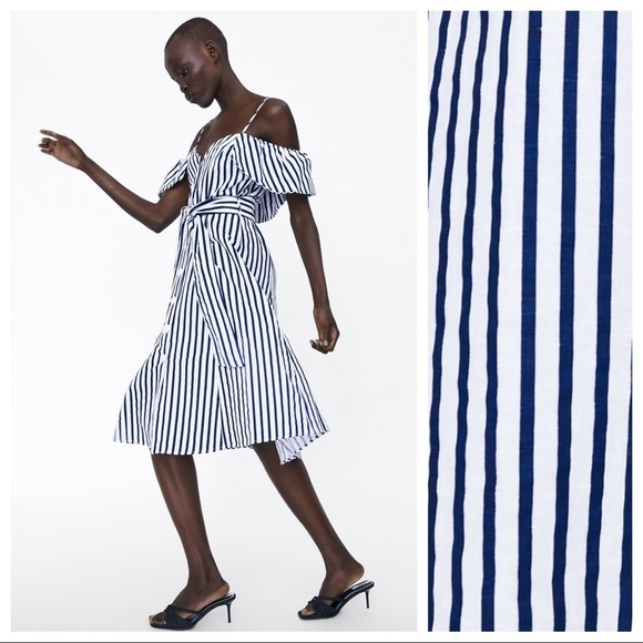 NWOT. Zara Linen Striped Midi Dress. Size XS. - Picture 2 of 8